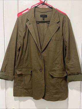 Talbots Olive Cotton Blazer Jacket